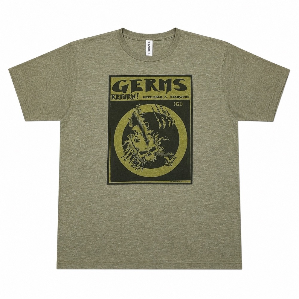 Germs Return Starwood GI Punk Rock Graphic T-Shirt Olive Green
